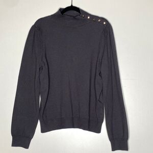 New Ann Taylor Shoulder Button Mock Neck Knit Sweater Women's Size Large